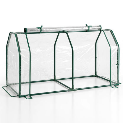 Portable Mini Greenhouse DirectDeals with PE cover and roll-up door; green frame, clear panels on Tampa Home & Garden Store