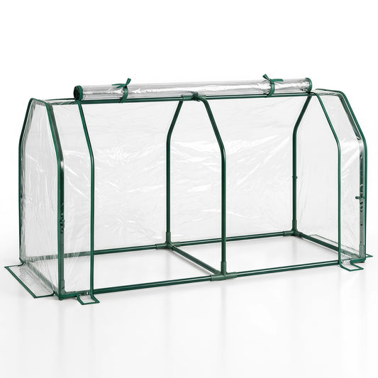 Portable Mini Greenhouse DirectDeals with PE cover and roll-up door; green frame, clear panels on Tampa Home & Garden Store