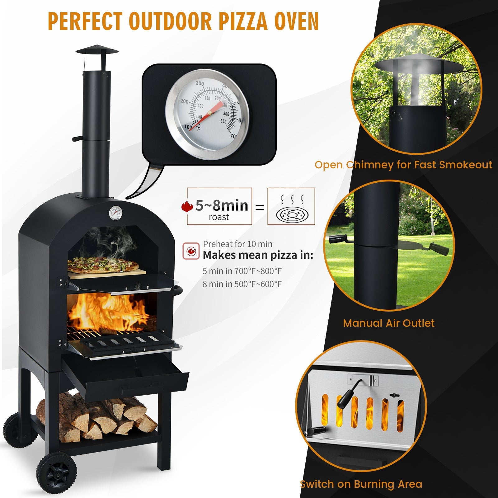 Portable Outdoor Pizza Oven DirectDeals with stone and waterproof cover on Tampa Home & Garden Store