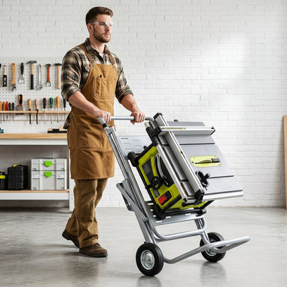 Portable table saw stand with rolling wheels foldable DirectDeals tool stand worker in workshop on Tampa Home & Garden Store