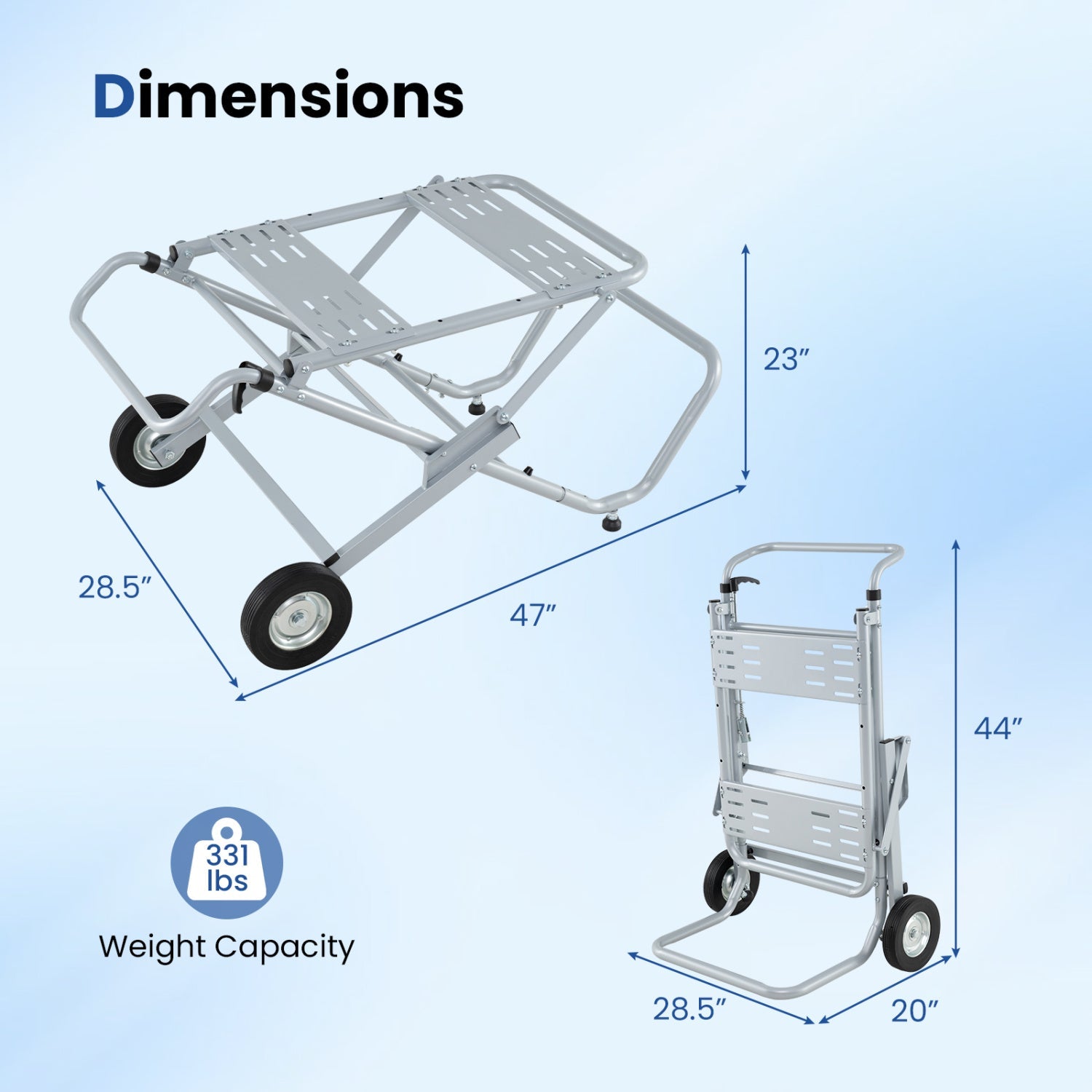 Portable Table Saw Stand with Rolling Wheels by DirectDeals foldable metal tool stand two views on Tampa Home & Garden Store