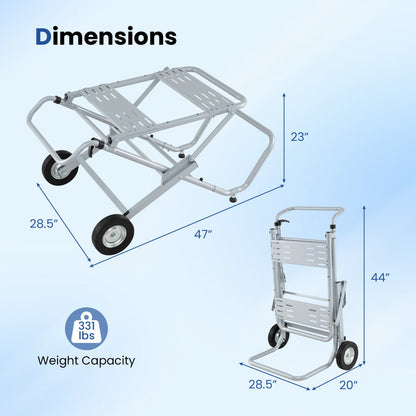 Portable Table Saw Stand with Rolling Wheels by DirectDeals foldable metal tool stand two views on Tampa Home & Garden Store