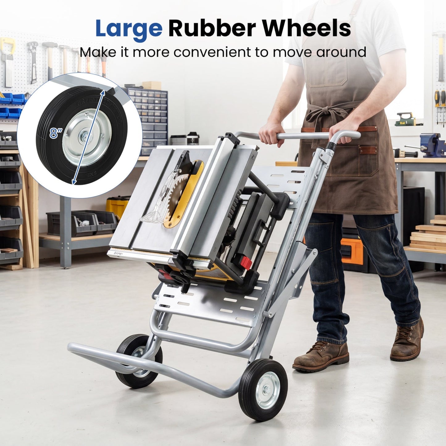 Portable Table Saw Stand with Rolling Wheels by DirectDeals, foldable metal tool stand on Tampa Home & Garden Store