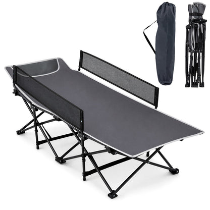 DirectDeals folding camping cot with guardrails, black frame, 330 lb capacity on Tampa Home & Garden Store