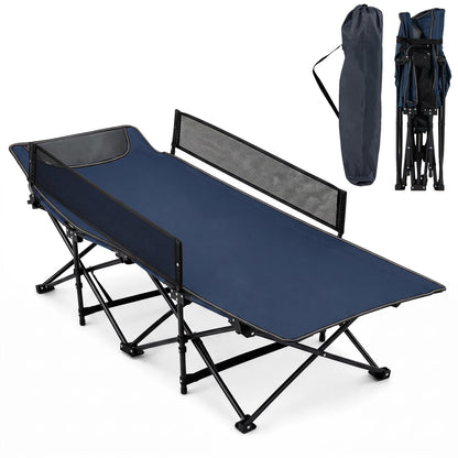 Portable folding camping cot with guardrail, navy blue, DirectDeals, 330 lb capacity on Tampa Home & Garden Store