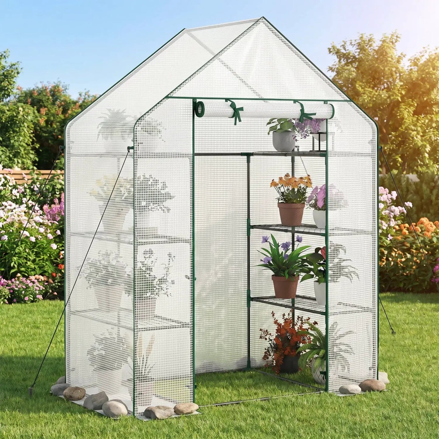 Portable Walk-In Greenhouse with 3 Tiers
