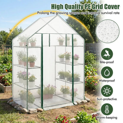 Portable Walk-In Greenhouse with 3 Tiers