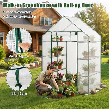 Portable Walk-In Greenhouse with 3 Tiers
