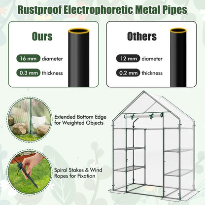 Portable Walk-In Greenhouse with 3 Tiers