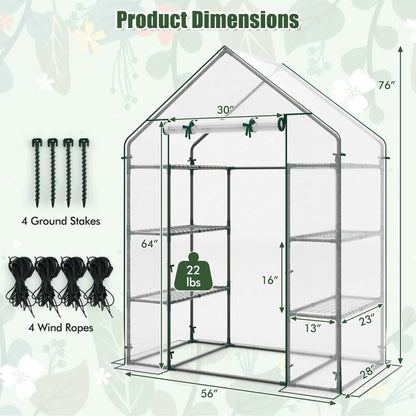Portable Walk-In Greenhouse with 3 Tiers