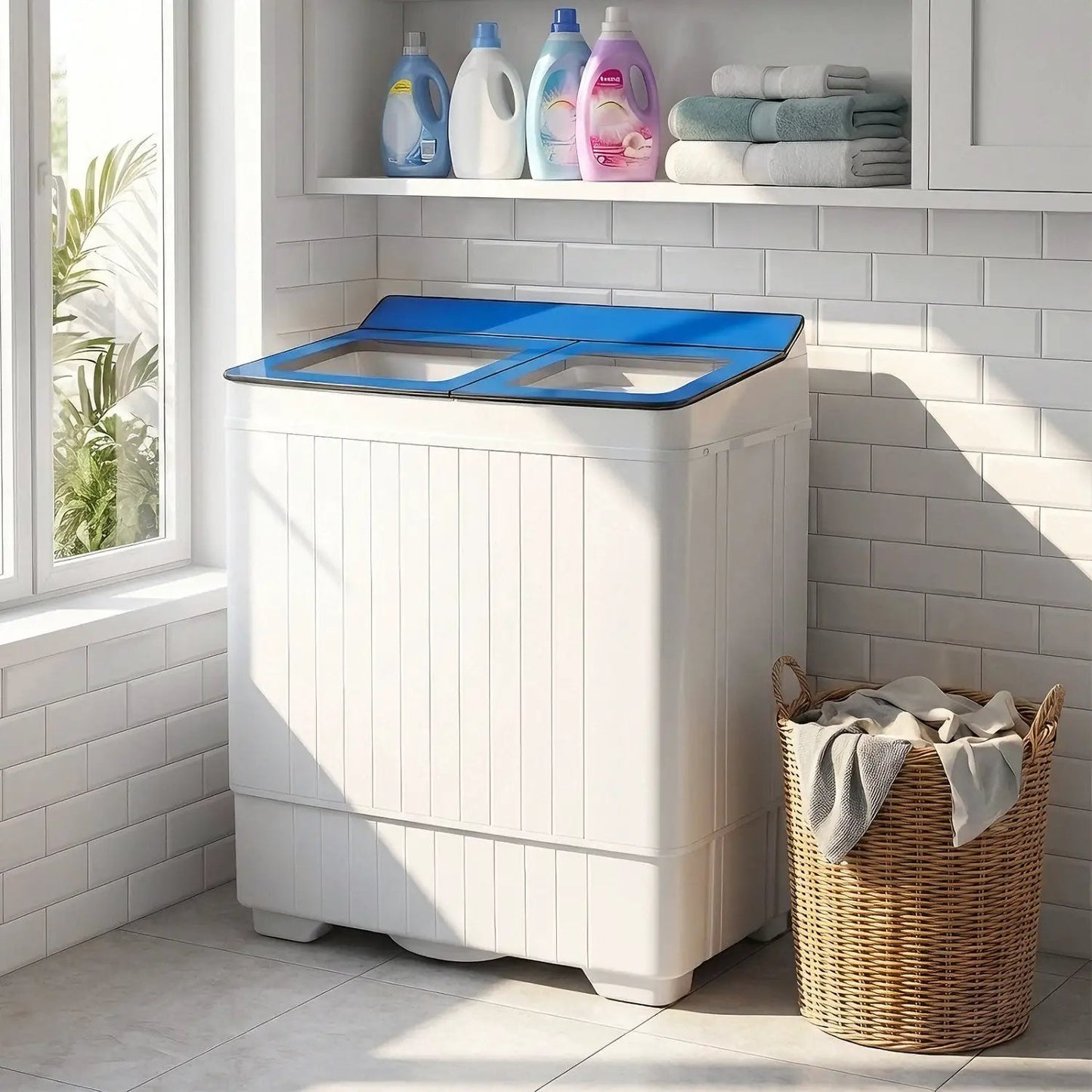 Rattan Storage Chest and Wicker Shoe Bench