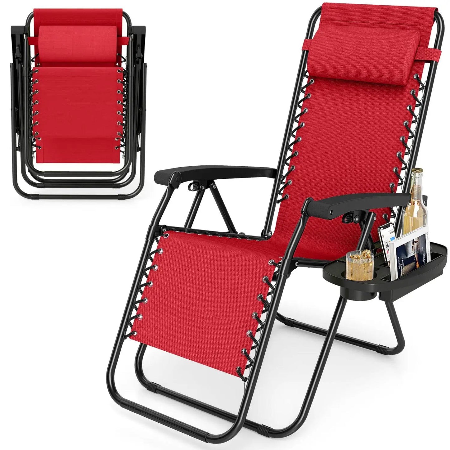 Zero Gravity Lounge Chairs Set of 2 Cup Holders