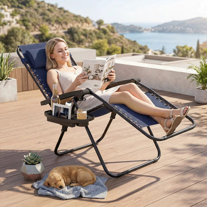 Zero Gravity Lounge Chairs Set of 2 Cup Holders