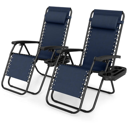 Zero Gravity Lounge Chairs Set of 2 Cup Holders