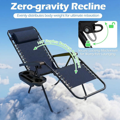 Zero Gravity Lounge Chairs Set of 2 Cup Holders