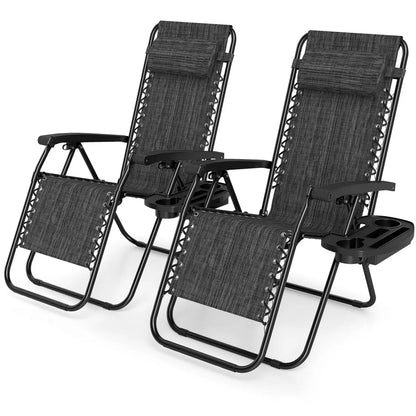 Zero Gravity Lounge Chairs Set of 2 Cup Holders