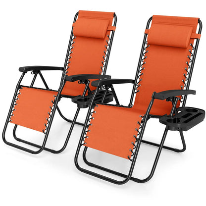 Zero Gravity Lounge Chairs Set of 2 Cup Holders