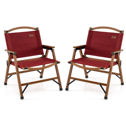 Portable folding camping chairs by GemGear in red with wooden frames, pair on Tampa Home & Garden Store