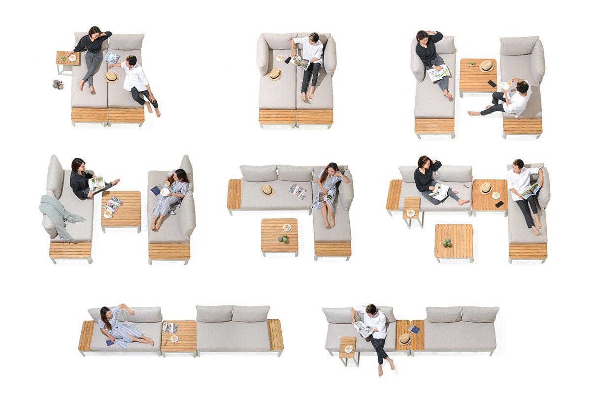 Portals Teak and Aluminum Modular Sofa 3pc Set outdoor sofa by LifestyleGarden US on Tampa Home & Garden Store