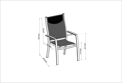 Portals Light Lite 2pc Stacking Armchair by LifestyleGarden US with mesh back on Tampa Home & Garden Store