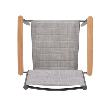 Topaz teak dining chair with gray woven fabric seat and back by LifestyleGarden US on Tampa Home & Garden Store