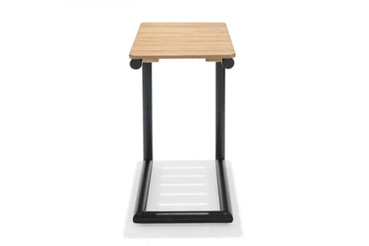 Portals Dark C-Shape Side Table with wooden slat top and black metal frame on Tampa Home & Garden Store