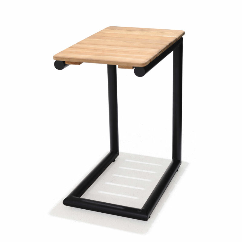 Portals Dark C-Shape Side Table Black with natural wood top LifestyleGarden US on Tampa Home & Garden Store