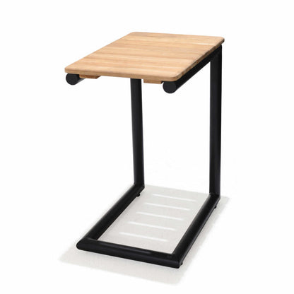 Portals Dark C-Shape Side Table Black with natural wood top LifestyleGarden US on Tampa Home & Garden Store