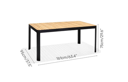 Portals Dark 4 Seater Carver outdoor dining table with wood slat top and black frame on Tampa Home & Garden Store