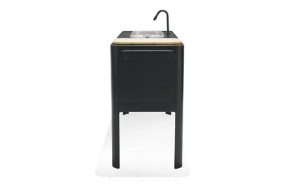 Portals Dark Outdoor Kitchen black kitchenette with wood top and sink by LifestyleGarden US on Tampa Home & Garden Store