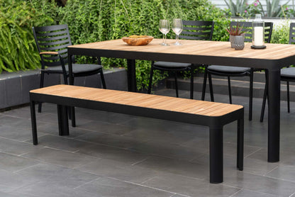 Portals Teak & Aluminum Picnic Bench with teak slats and black frame LifestyleGarden US on Tampa Home & Garden Store