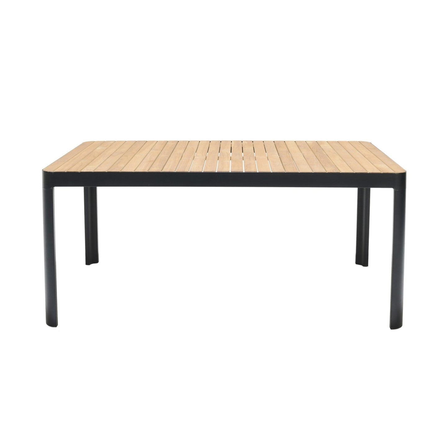 Portals Dark 4 Seater Carver rectangular outdoor dining table with light wood slats on Tampa Home & Garden Store