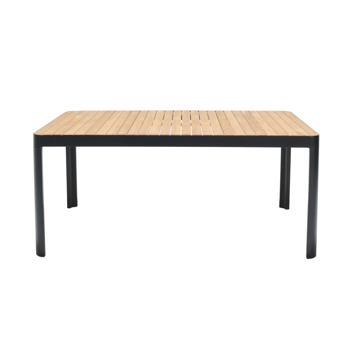 Portals Dark 4 Seater Carver rectangular outdoor dining table with light wood slats on Tampa Home & Garden Store