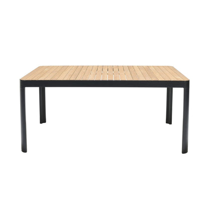 Portals Dark 4 Seater Carver rectangular outdoor dining table with light wood slats on Tampa Home & Garden Store