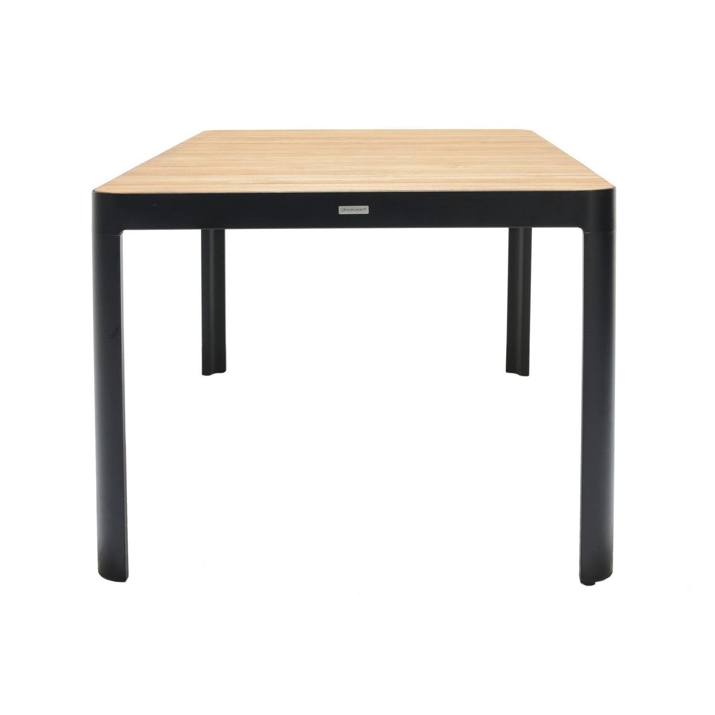 Portals Dark 4 Seater Carver Table natural wood top, black legs LifestyleGarden US on Tampa Home & Garden Store