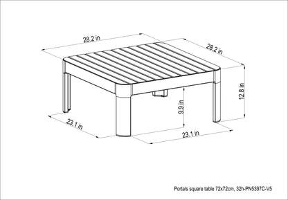Portals Light Square Coffee Table, outdoor slatted top, 72x72 cm LifestyleGarden US on Tampa Home & Garden Store