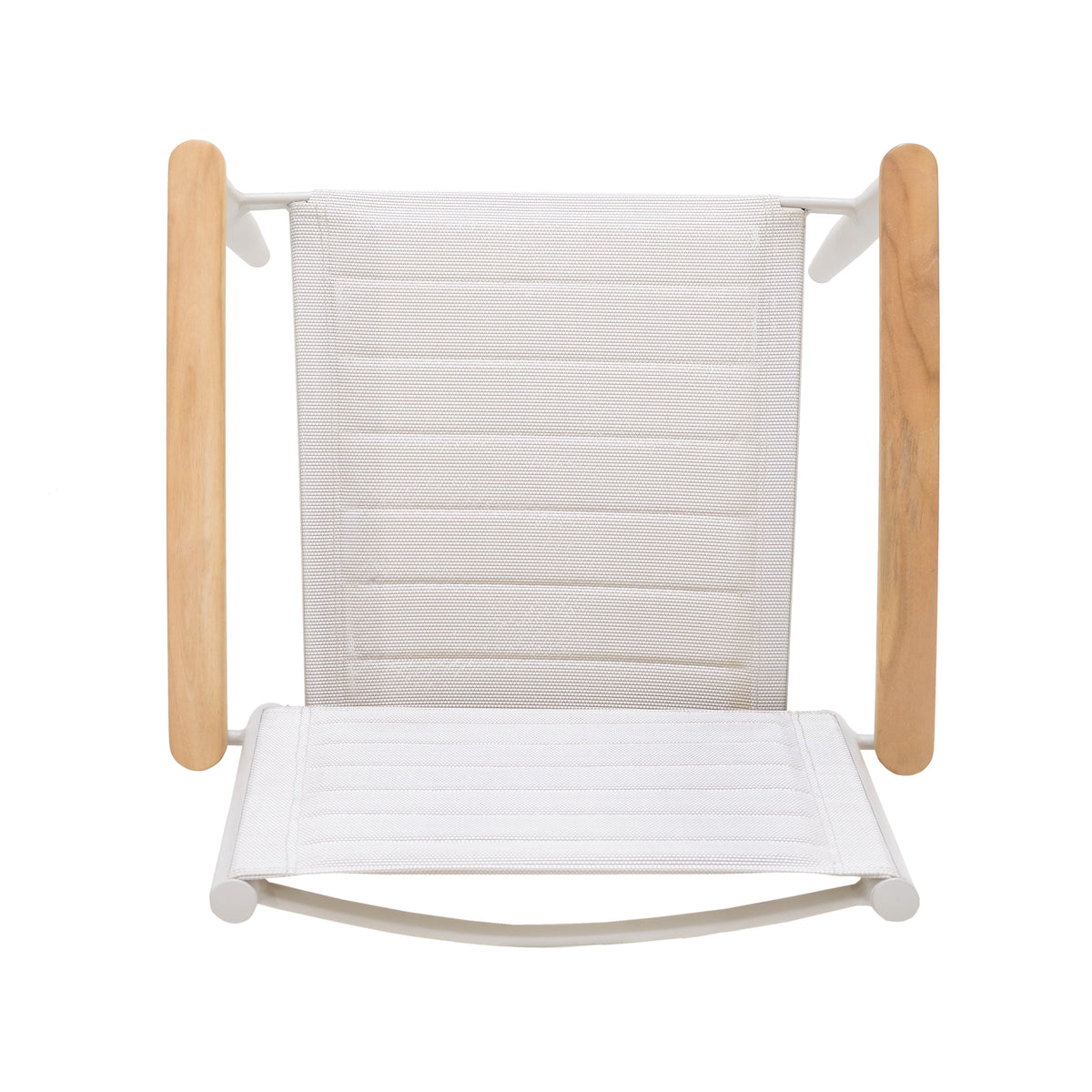 Portals Light Lite 2pc Stacking Armchair by LifestyleGarden US cream fabric and wood arms on Tampa Home & Garden Store