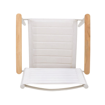 Portals Light Lite 2pc Stacking Armchair by LifestyleGarden US cream fabric and wood arms on Tampa Home & Garden Store