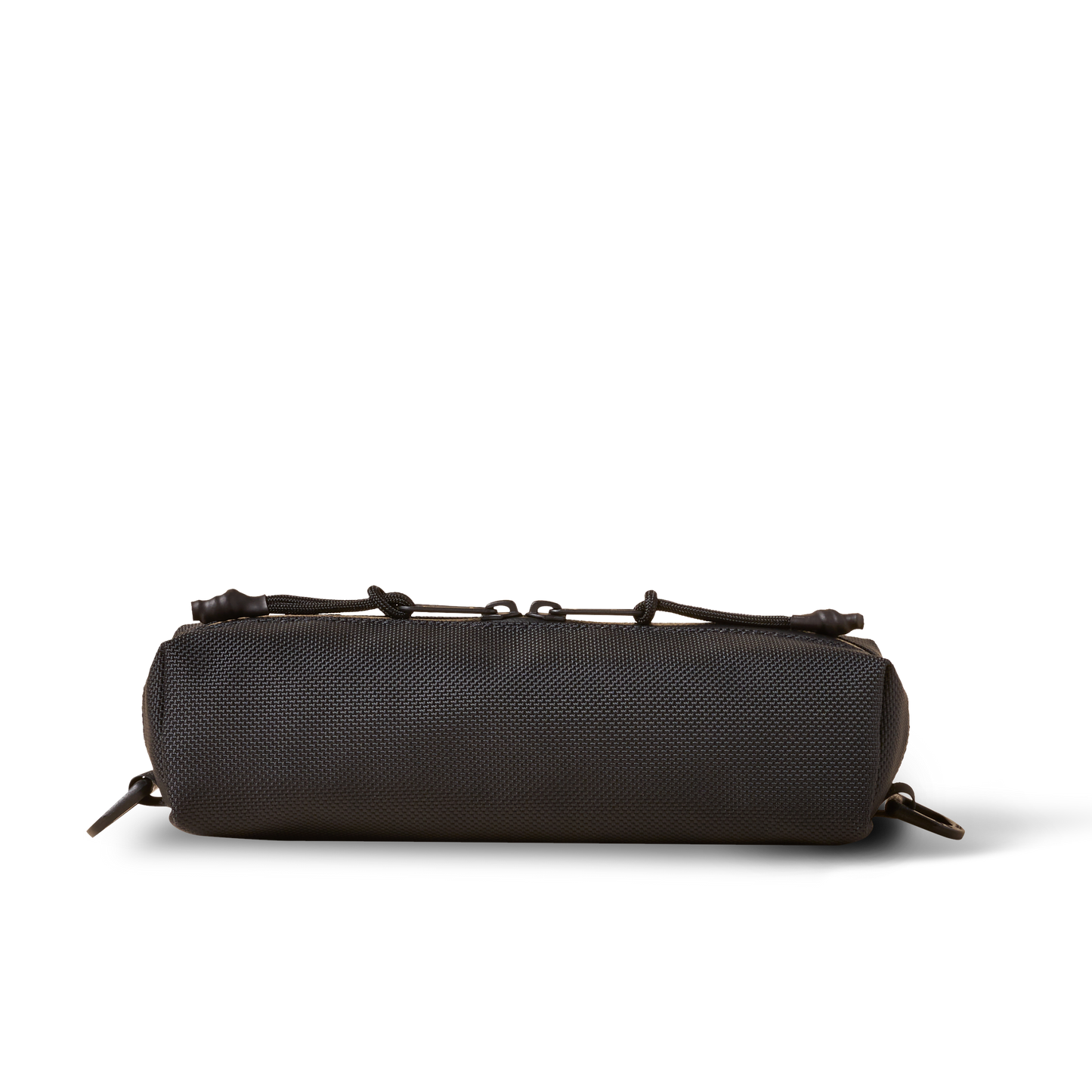 Porterpen Pouch by The Brown Buffalo; dark textured fabric with leather zipper pull on Tampa Home & Garden Store