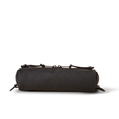 Porterpen Pouch by The Brown Buffalo; dark textured fabric with leather zipper pull on Tampa Home & Garden Store