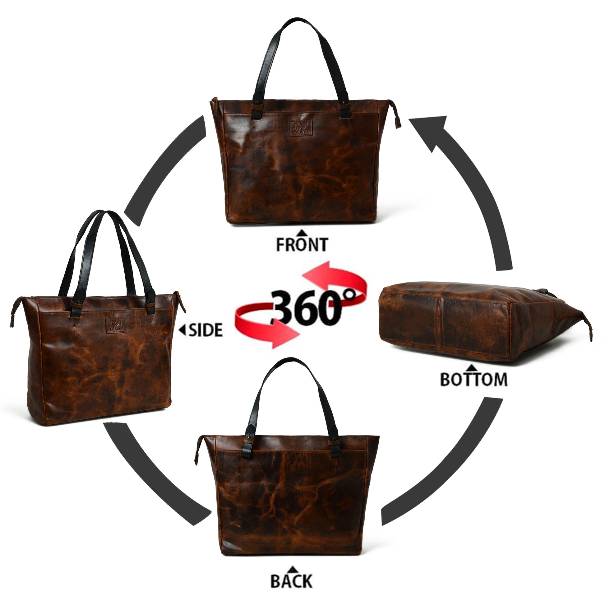 Portland Leather Tote with Zipper - Tampa Home & Garden Store