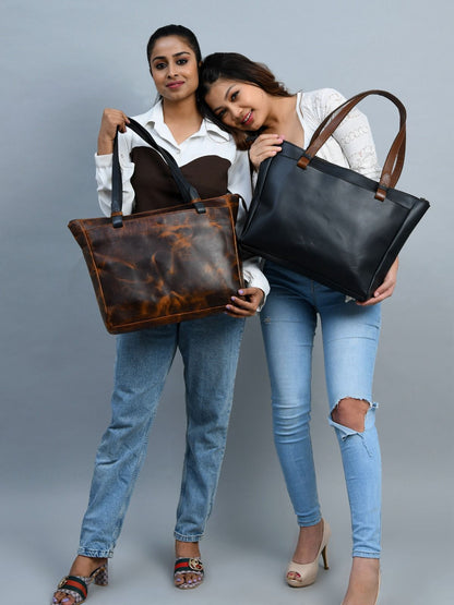 Portland Leather Tote with Zipper - Tampa Home & Garden Store