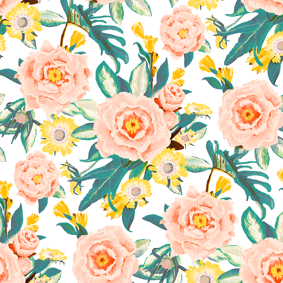 Posh Posy Wallpaper, white - Tampa Home & Garden Store