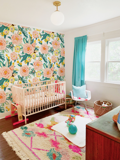 Posh Posy Wallpaper, white - Tampa Home & Garden Store
