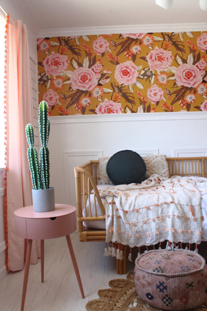 Posh Posy Wallpaper, yellow - Tampa Home & Garden Store