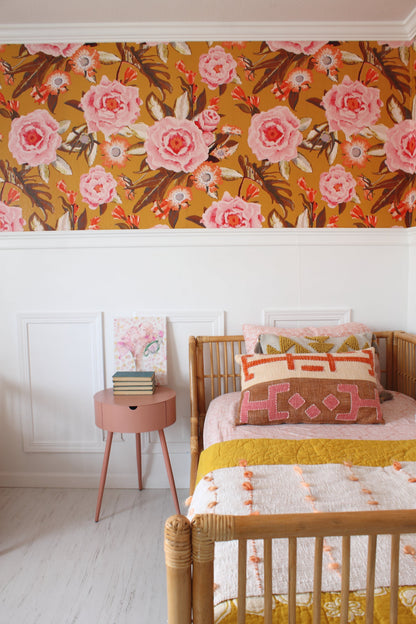 Posh Posy Wallpaper, yellow - Tampa Home & Garden Store
