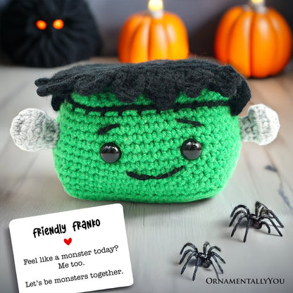 Positivity Frankenstein Crochet Support Doll, Halloween Encouragement Gift for Children and Adults - Tampa Home & Garden Store