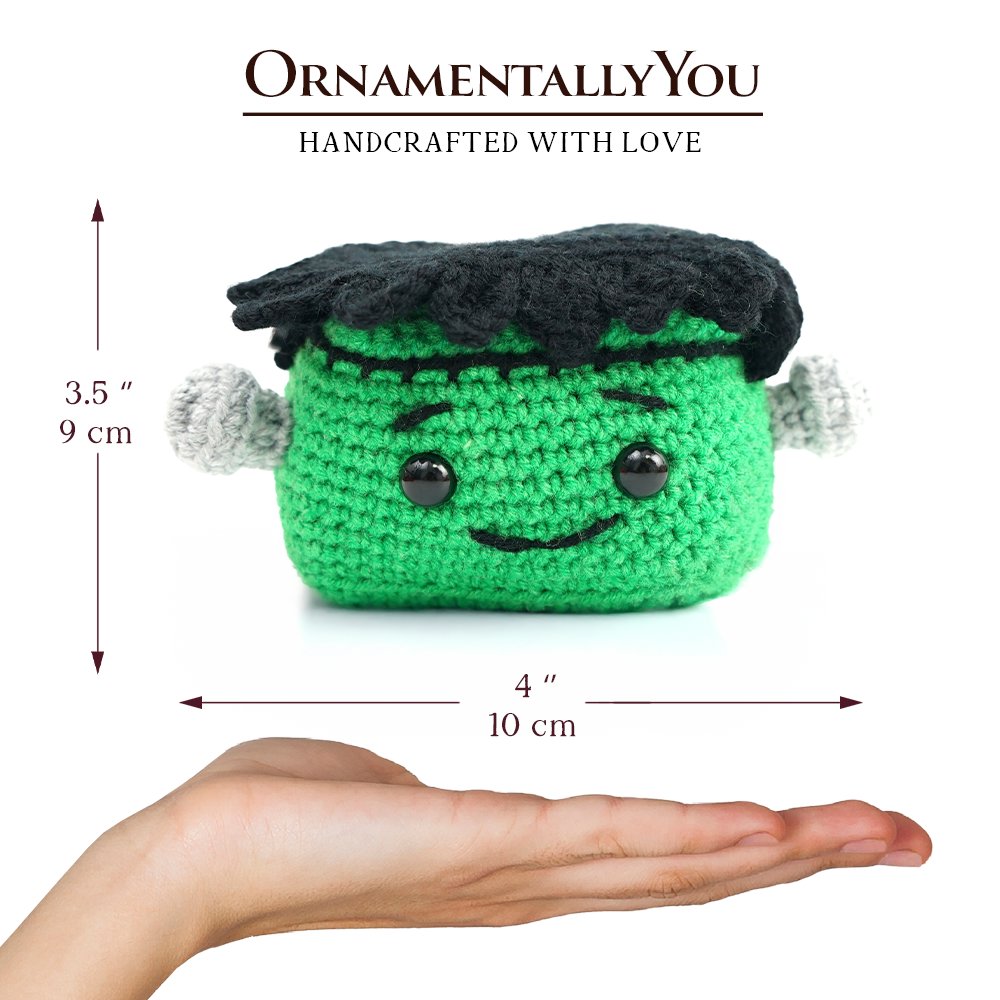 Positivity Frankenstein Crochet Support Doll, Halloween Encouragement Gift for Children and Adults - Tampa Home & Garden Store