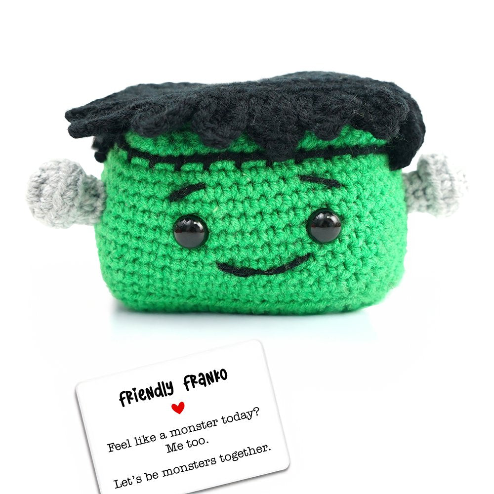 Positivity Frankenstein Crochet Support Doll, Halloween Encouragement Gift for Children and Adults - Tampa Home & Garden Store