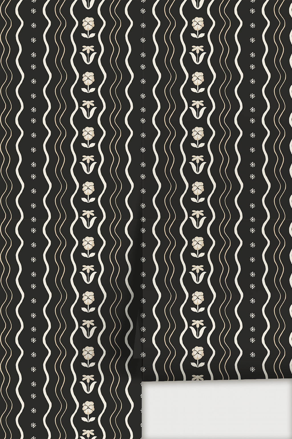 Posy Lane Stripe Wallpaper, black and neutral - Tampa Home & Garden Store
